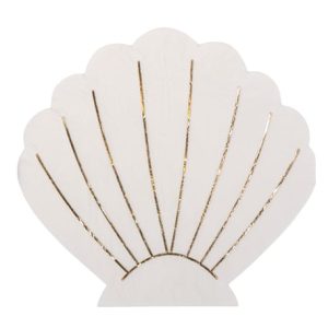 Serviette coquillage Blanc et Or – Lot de 16
