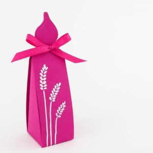 Boite à dragées Communion – Bougie – Fuchsia / Argent – Lot de 10