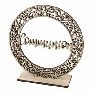 Centre de table Communion – Couronne en bois