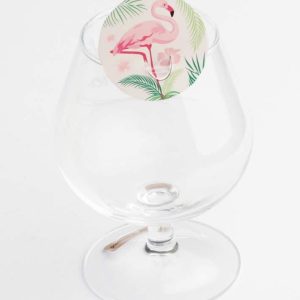 Etiquette à dragées clip – Flamant rose – Lot de 12