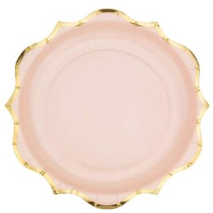 Assiette Rose poudré liseré Or – Lot de 8